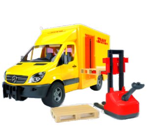Bruder Mercedes Benz Sprinter DHL with hand pallet truck and 2 pallets